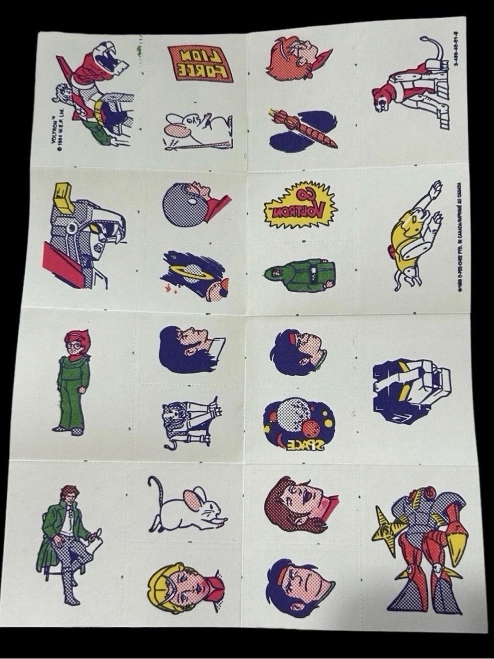 Voltron Tattoos Topps 1984 24 Tattoos per sheet 6 Sheets Defender Universe